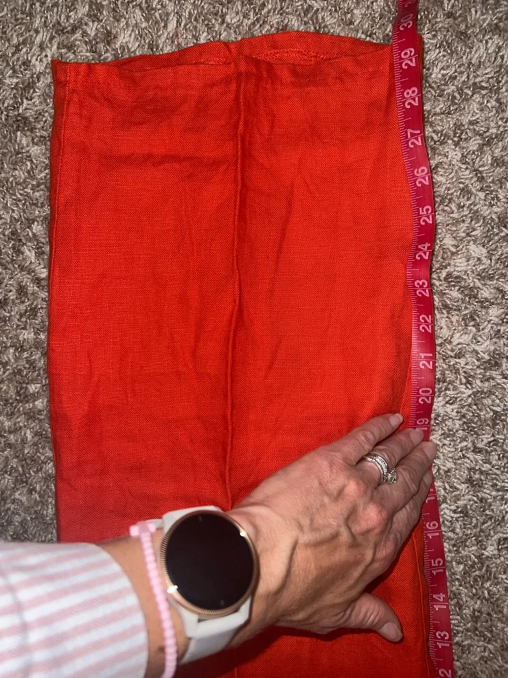 LOFT 100% Linen Wide-Leg Pants, Tassel Drawstring - Bright Coral Orange Size 6! - Picture 8 of 10